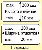 Размеры используемых материалов для печати этикеток