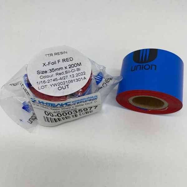 MP_5_Красная термотрансферная лента X-Foil RED (Flat Head) Resin 35мм х 200м OUT 1'' для текстиля MP_5_Красная термотрансферная лента X-Foil RED (Flat Head) Resin 35мм х 200м OUT 1'' для текстиля