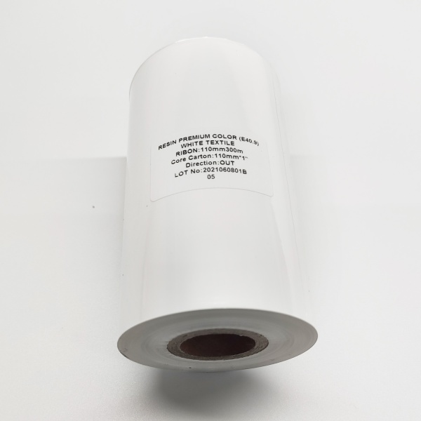MP_4_Белая термотрансферная лента (риббон) E40.9 Resin Premium Color White Textile 110мм х 300м - 1'', намотка OUT MP_4_Белая термотрансферная лента (риббон) E40.9 Resin Premium Color White Textile 110мм х 300м - 1'', намотка OUT