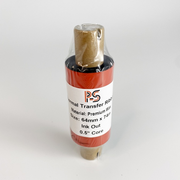 MP_5_Риббон PS Wax Premium 64мм х 74м, черный (термотрансферная лента). OUT, 0.5'', ширина втулки 110мм MP_5_Риббон PS Wax Premium 64мм х 74м, черный (термотрансферная лента). OUT, 0.5'', ширина втулки 110мм