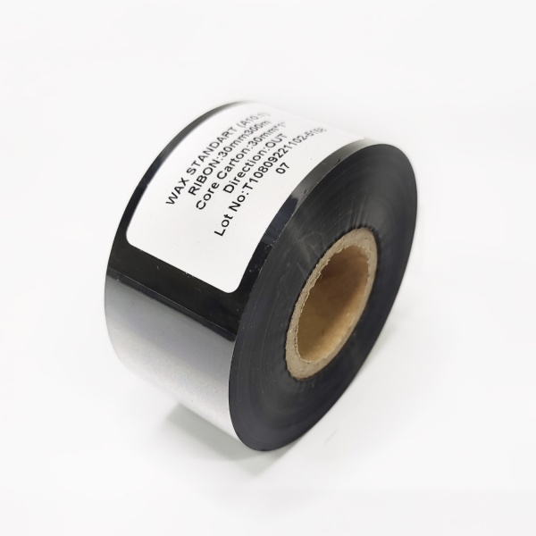 MP_3_Черная термотрансферная лента (риббон) A10.1 Wax Standard 30мм х 300м, втулка 1'', намотка OUT MP_3_Черная термотрансферная лента (риббон) A10.1 Wax Standard 30мм х 300м, втулка 1'', намотка OUT