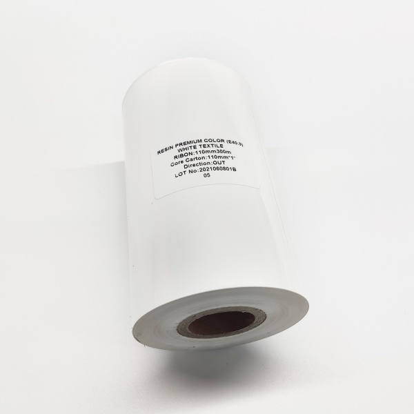 MP_2_Белая термотрансферная лента (риббон) E40.9 Resin Premium Color White Textile 110мм х 300м - 1'', намотка OUT MP_2_Белая термотрансферная лента (риббон) E40.9 Resin Premium Color White Textile 110мм х 300м - 1'', намотка OUT