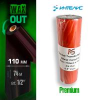 Риббон PS Wax Premium 110мм х 74м, OUT, 0,5", 110мм вт.